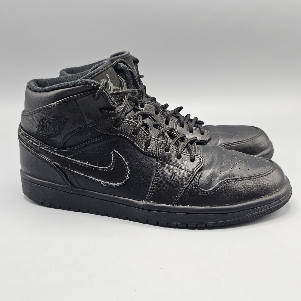 Nike Air Jordan 1 Retro Mid Triple Black 2013 Men's Size 9.5 554724-010 OG‎
